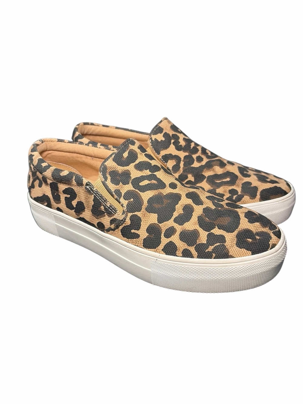 Steve Madden Leopard Print Slip-On Platform Sneakers - Tan/Black